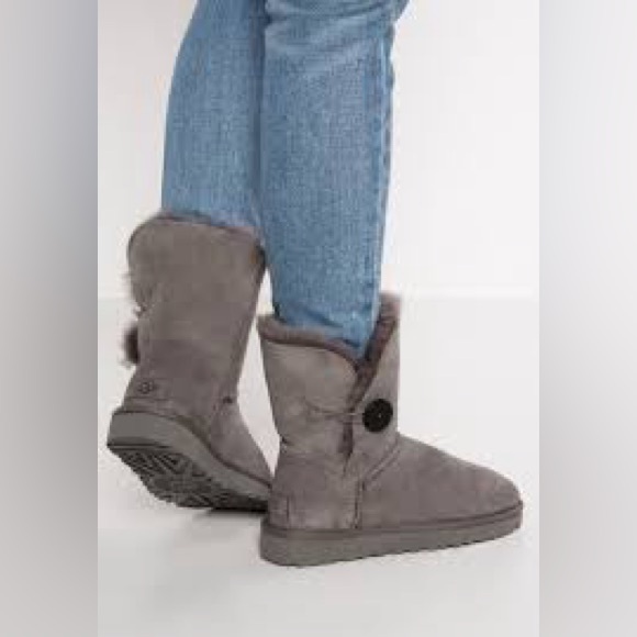 UGG Bailey Button II Boots in Grey Women’s Size 6 - Picture 1 of 8